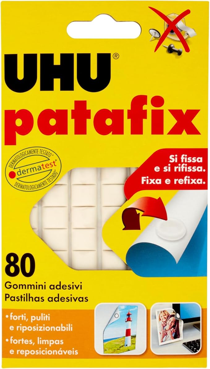 UHU Patafix 41710 - Gomma adesiva removibile, Bianco