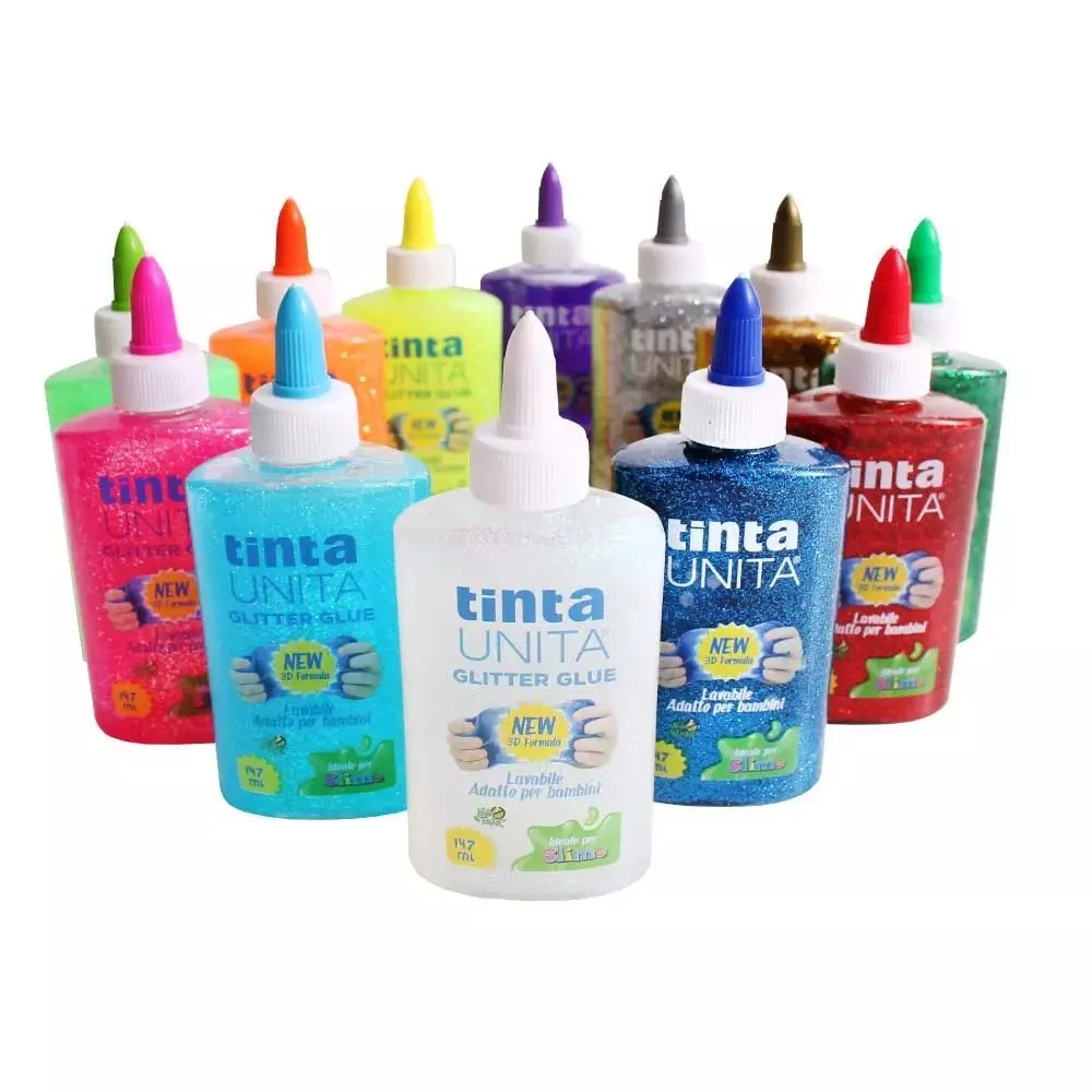 Colla Tinta Unita Glitter Glue Per Slime Fai Da Te con Brillantini