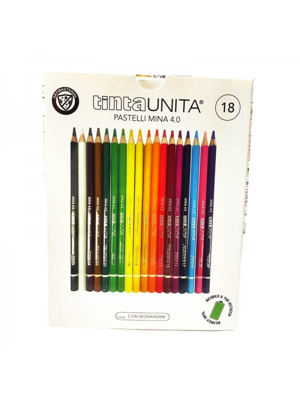 TINTA UNITA Pastelli a matita 4.0mm 18 pz  con Segnanome Colori, ricarica il tuo astuccio!