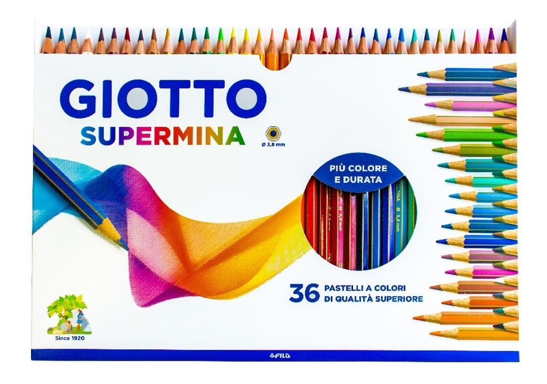 Pastelli Giotto Supermina. Scatola 36 matite colorate assortite