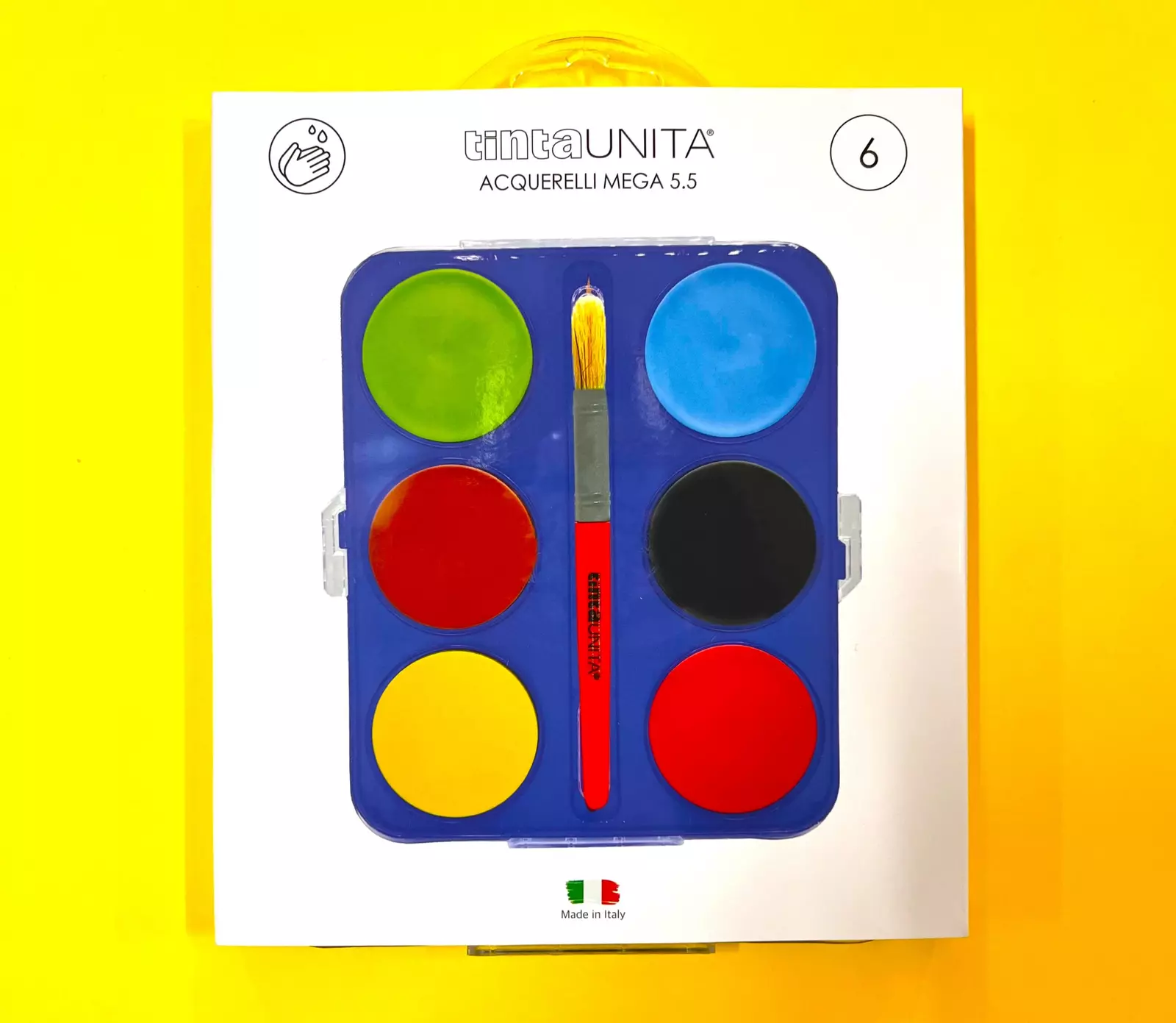 Acquerelli Mega TintaUnita confezione da 6 colori ad acqua