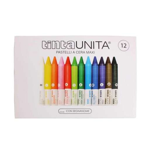 Pastelli a Cera Maxi in Scatola 12 Pezzi Tinta Unita