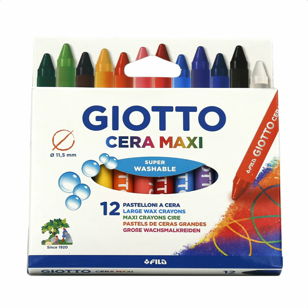 Pastelli a cerca Giotto Cera Maxi. Scatola 12 colori assortiti