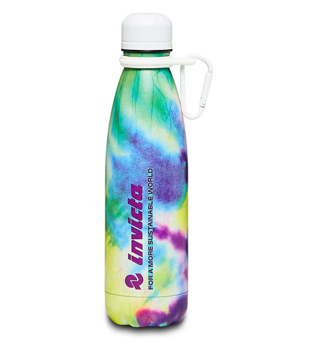 BORRACCIA in acciaio inox 304 INVICTA bottle TENUTA STAGNA 500 ml VIOLA VERDE caldo e freddo