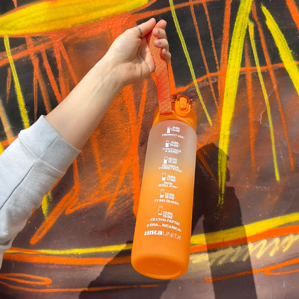 Borraccia Motivazionale da 1L TintaUnita Glow in Tritan con cannuccia