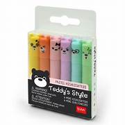 LEGAMI Set di 6 mini evidenziatori pastello Teddy'S Style - Teddy Bear