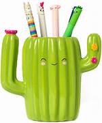 Legami - Portapenne in Ceramica, Desk Friends, 12,5 x 7,5 cm, Tema Cactus, da Scrivania, Dipinti a Mano