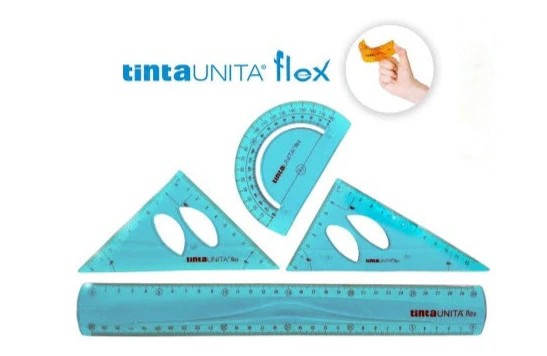 Set Tinta Unita Flex righello cm 30- squadre 30°/60° e 45°- goniometro 180° flessibile