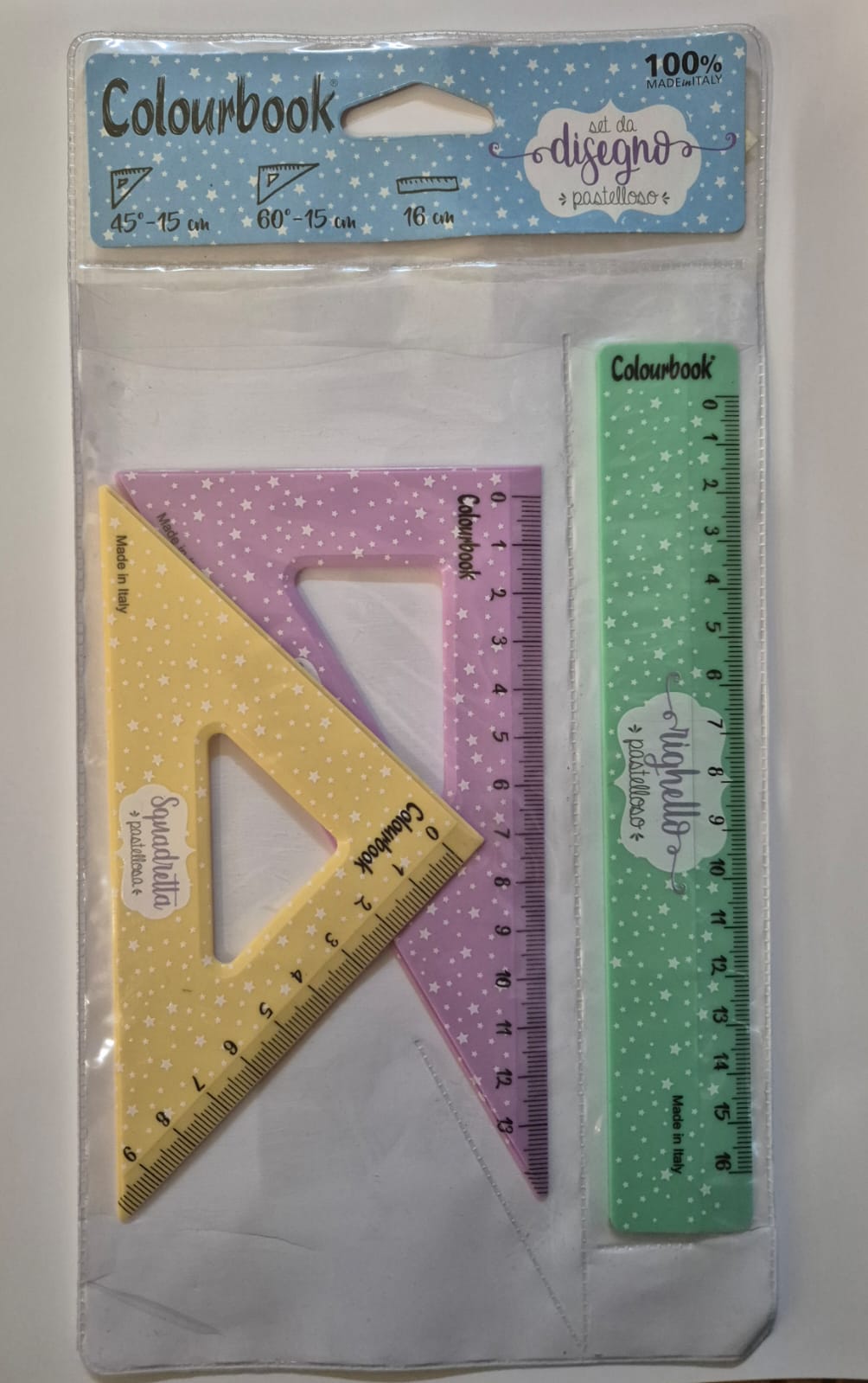 COOLORBOOK PASTELLOSO  SET SQUADRETTE E RIGHELLO