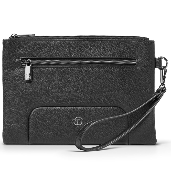 POCHETTE DA POLSO IN ECOPELLE GATE TRENDED 26X18X3 INTEMPO NERO