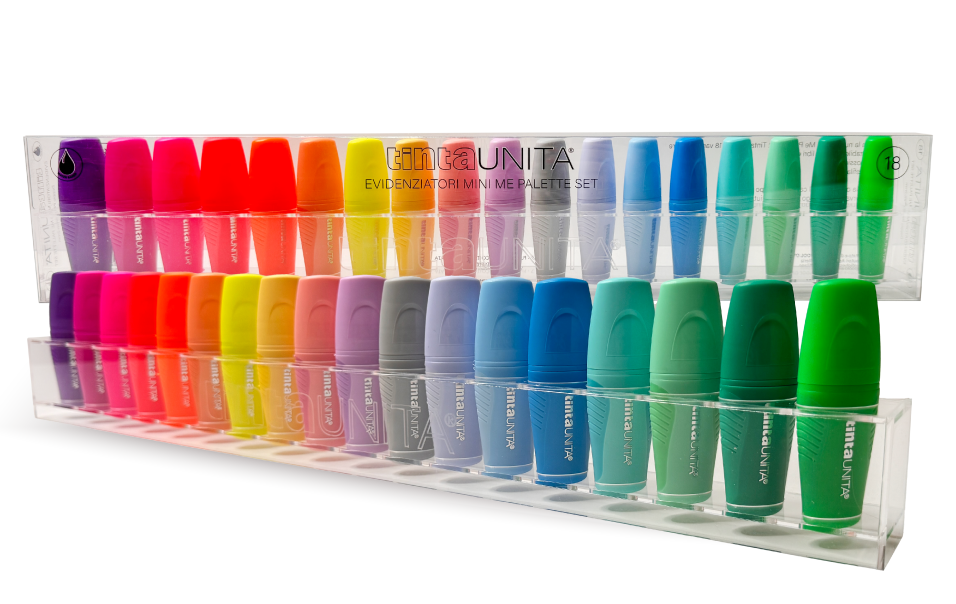 TINTA UNITA SET MINI EVIDENZIATORI DA 18 CON BASETTA