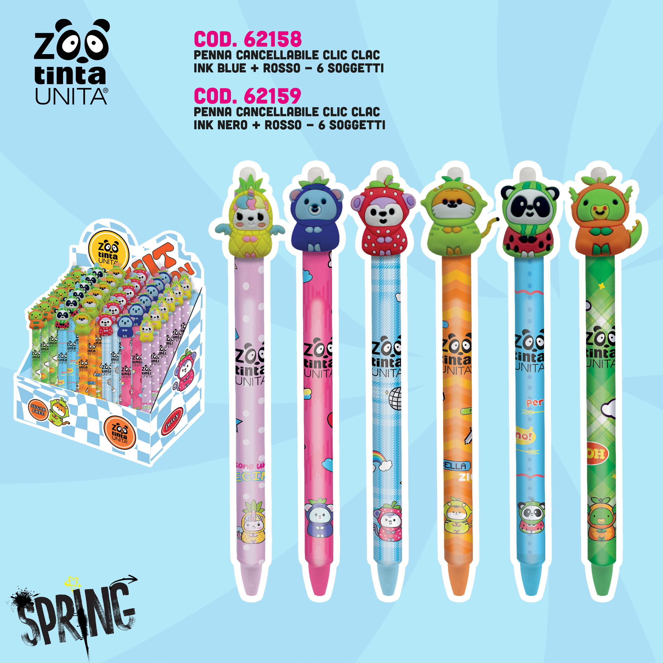 TINTA UNITA PENNA CANCELLABILE BLU ZOO SPRING