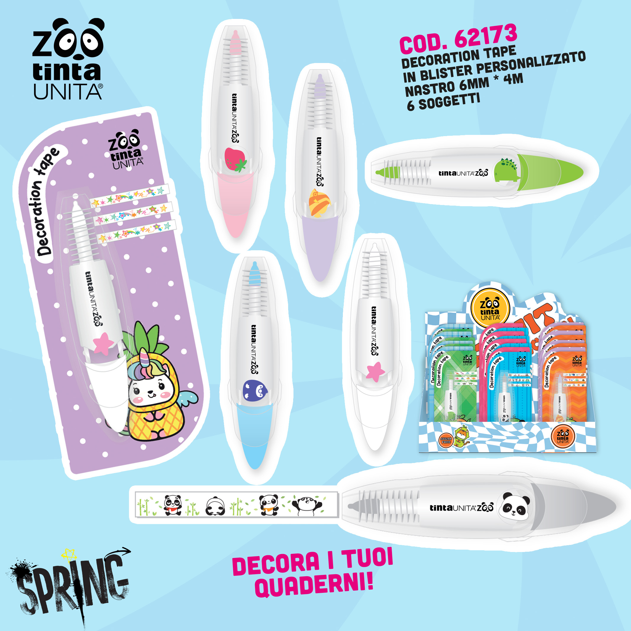 TINTA UNITA DECORAZIONE A NASTRO ZOO SPRING