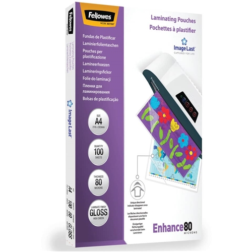 Pouches per plastificatrici Fellowes ImageLast Enhance80 - A4 - 2x80 μm - liscia - conf. 100
