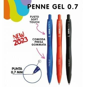 TINTA UNITA penna GEL a scatto 0.7mm colore nero rosso blu