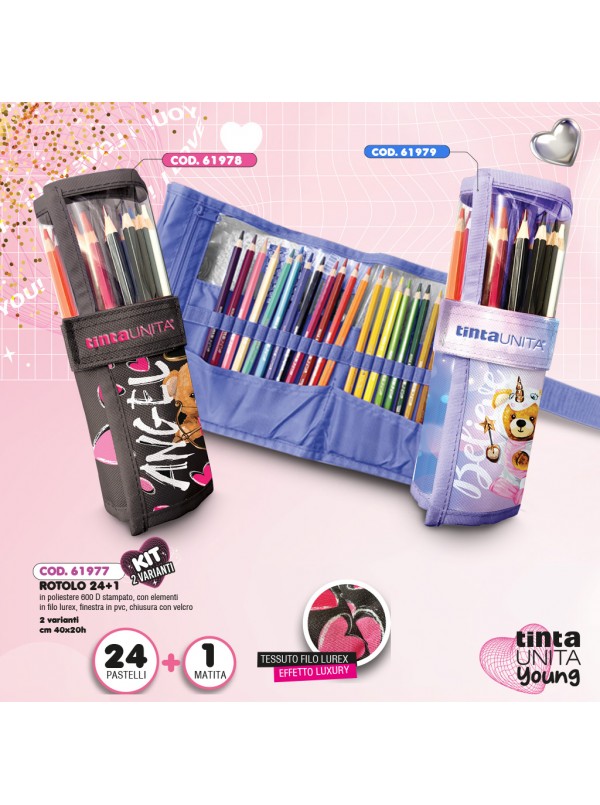 Borsellino Rotolo TINTAUNITA Young Orsetto e glitter 24 Pastelli Matita 4.2 mm