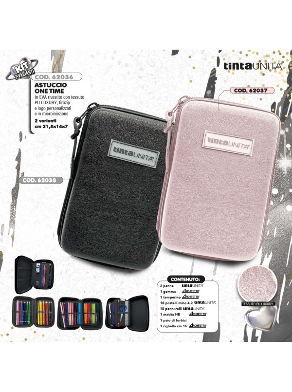 Astuccio OneTime Borsellino TintaUnita Glamour 2025 nero o rosa glitter