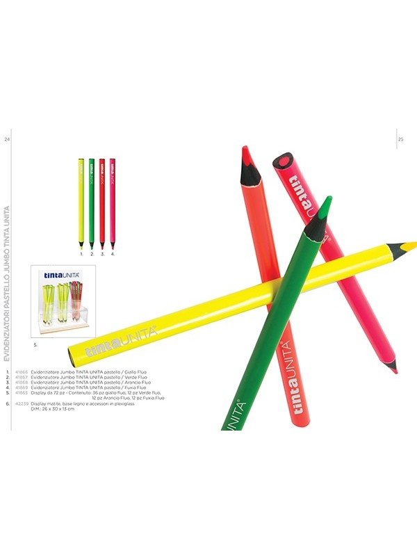 Evidenziatore a Matita TINTA UNITA Jumbo 4 colori a pastello BIG
