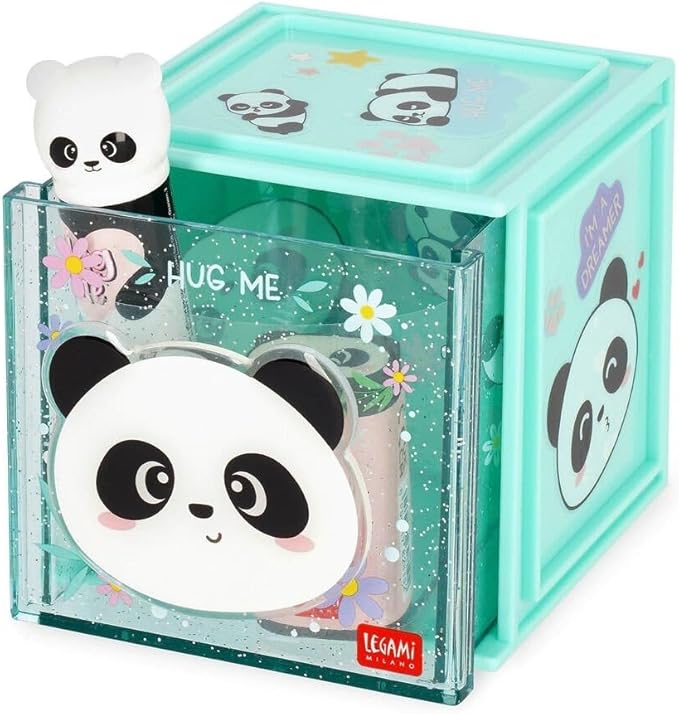 Legami - Box Componibile da Scrivania Cutie Cubes, Tema Panda