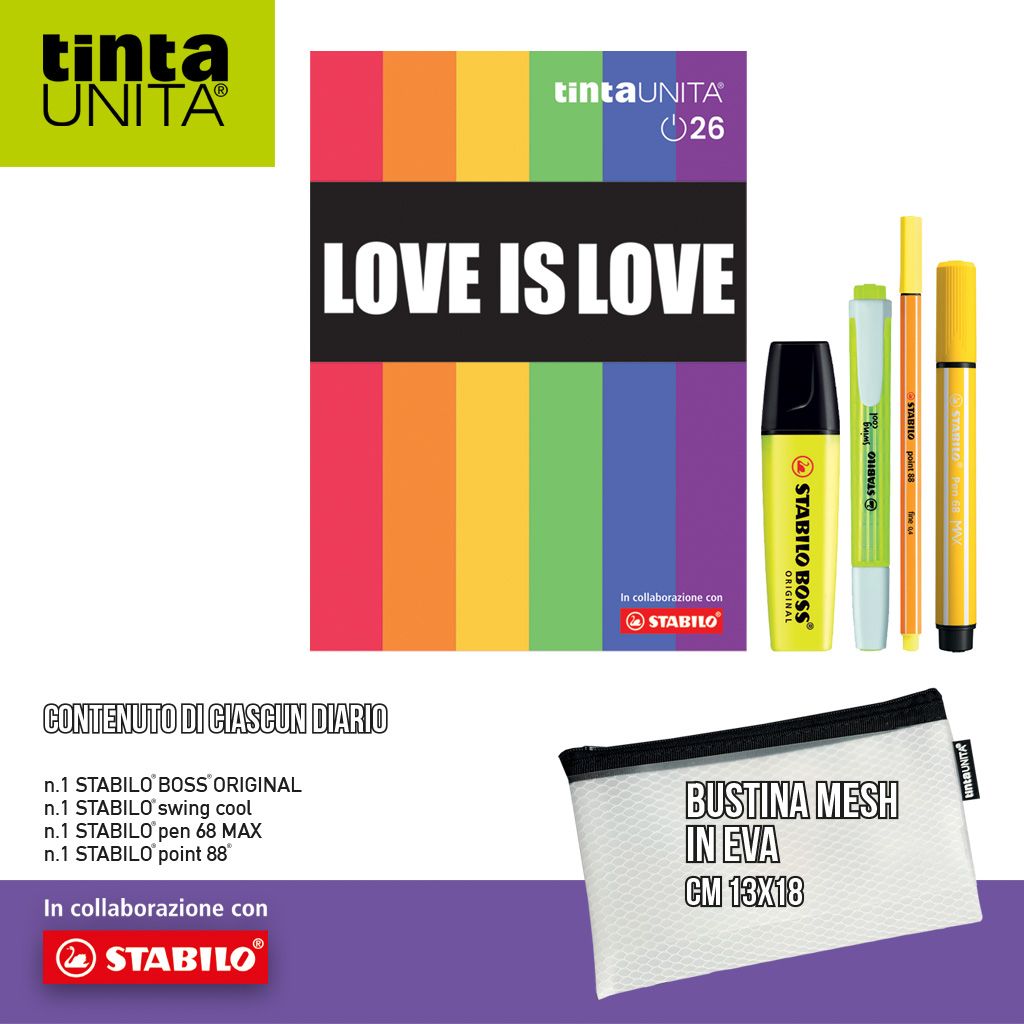 TINTA UNITA DIARIO CON BUSTINA MESH+STABILO