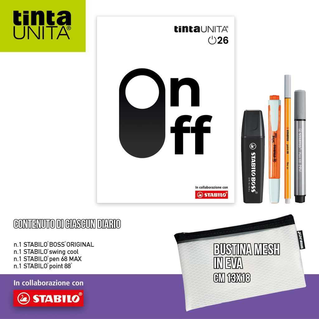 TINTA UNITA DIARIO CON BUSTINA MESH+STABILO