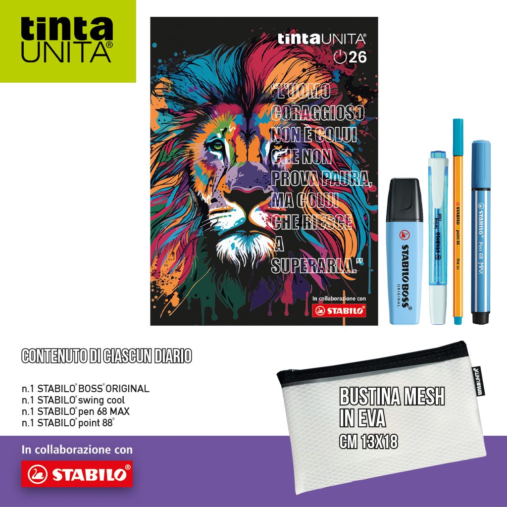 TINTA UNITA DIARIO CON BUSTINA MESH+STABILO