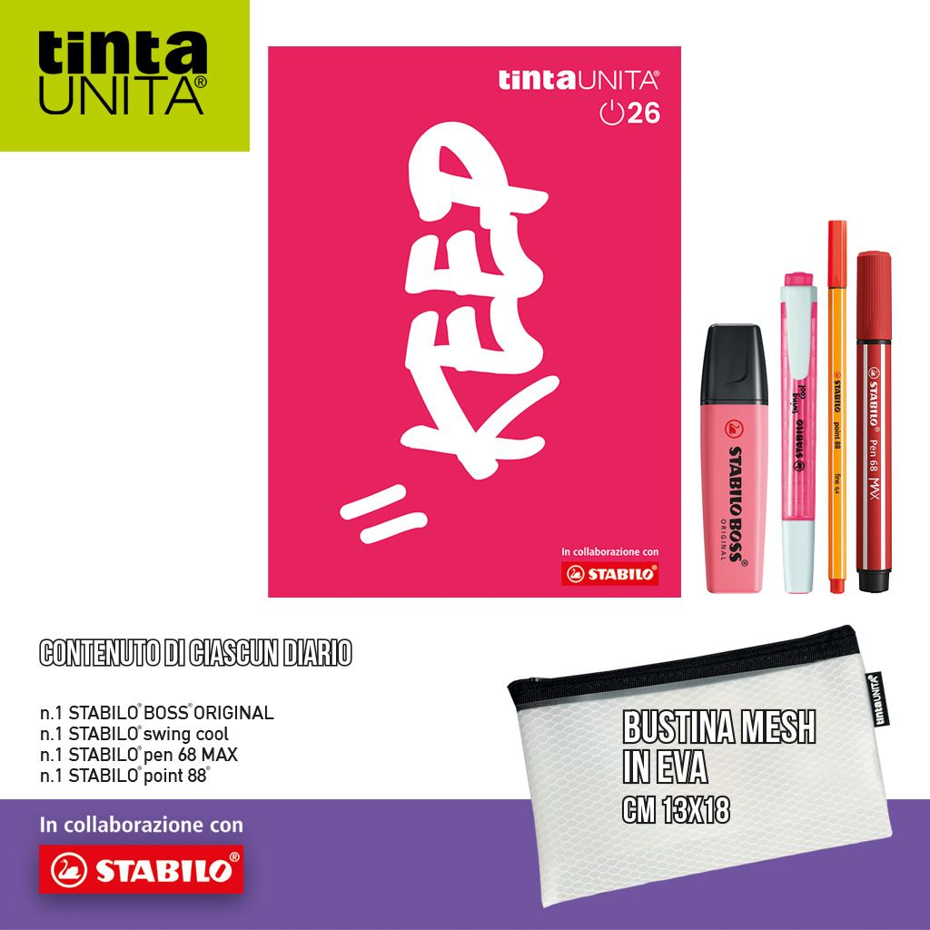 TINTA UNITA DIARIO CON BUSTINA MESH+STABILO