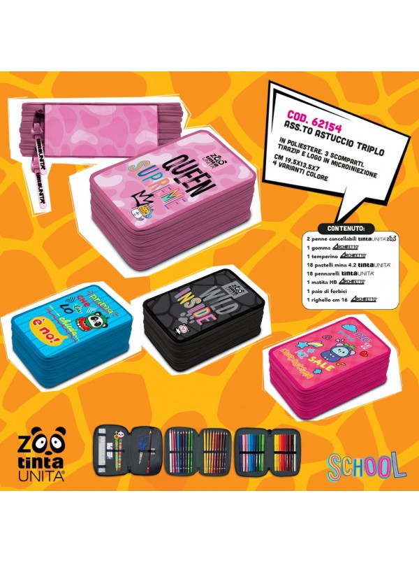TINTA UNITA ASTUCCIO A 3 ZIP ZOO