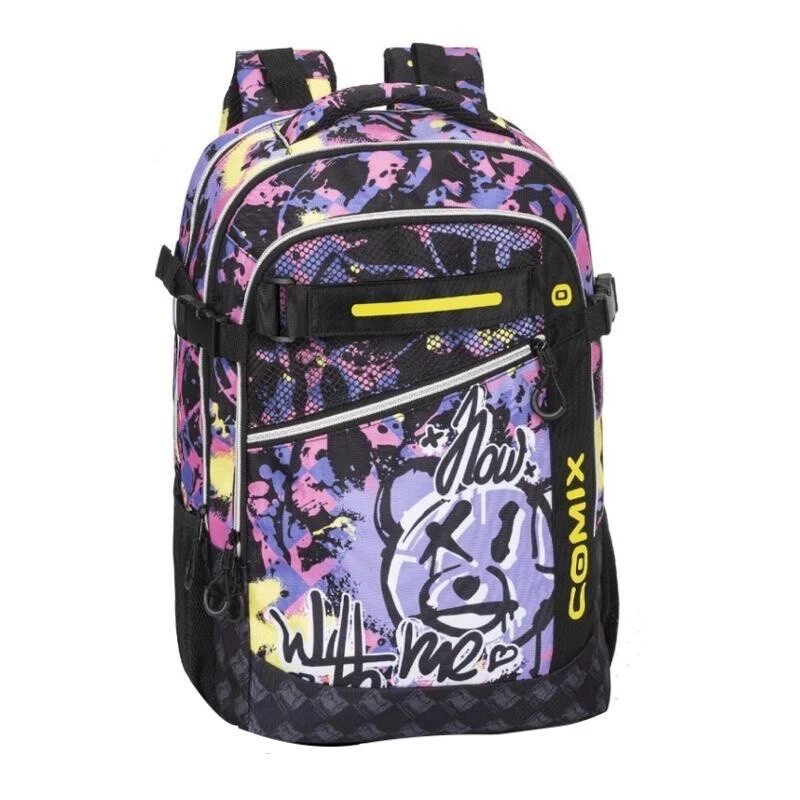 Zaino Organizzato COMIX WBS Bear Nero/Viola/Giallo