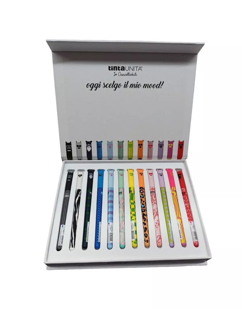 TINTA UNITA Penne Cancellabili Fashion Box Regalo da 12 Penne